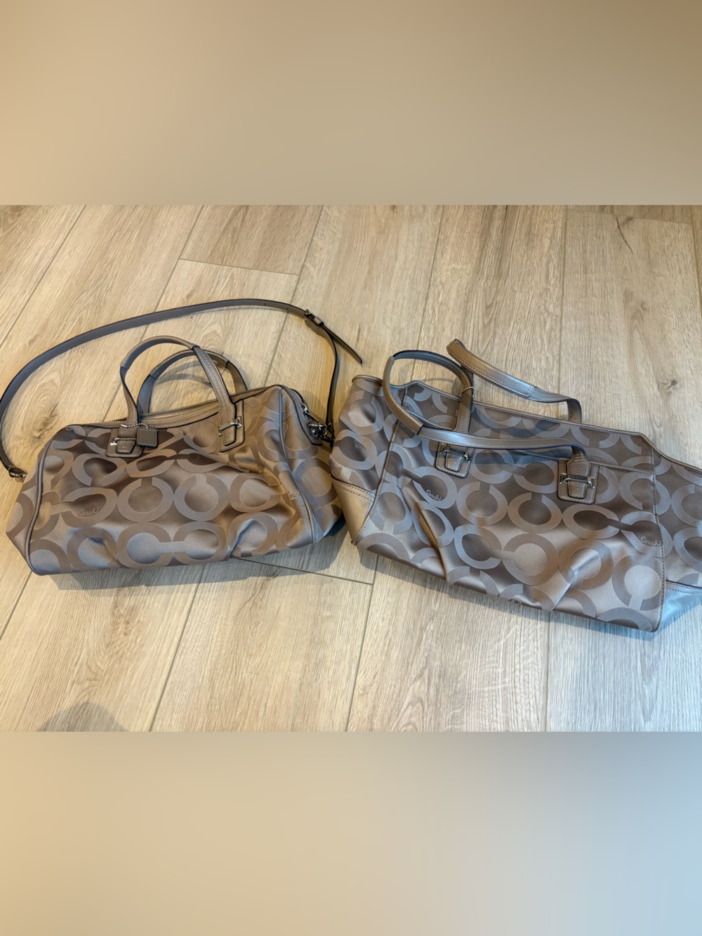 Coach Signature Logo Tote And Satchel Duo Bundle